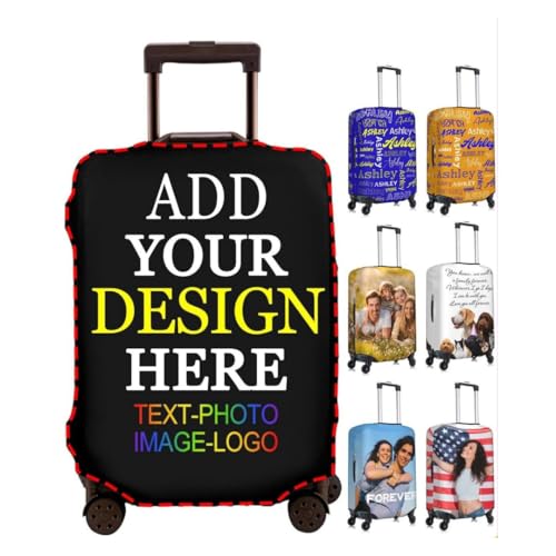 Gepäckabdeckung personalisiertes Design mit eigenen Foto Logo Text Kofferabdeckung Gepäckschutz verhindert Kratzer Staub waschbar für Reisen Camping Kinder Erwachsene (S) von Generic