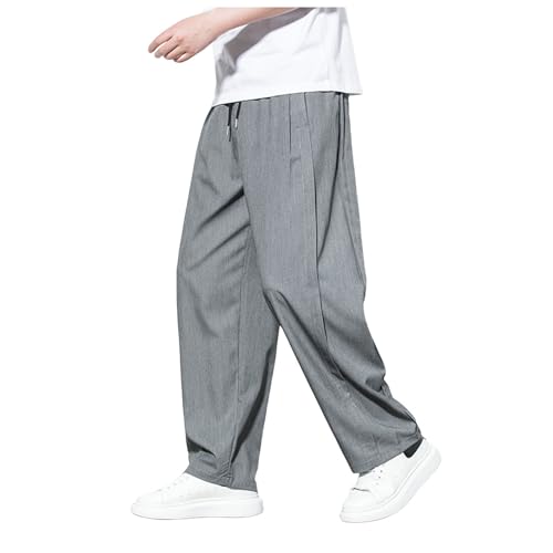 Gerade Hosen Herren Locker Relaxed-Fit Stoffhose Lang Hosen mit Tasche Lässig Gerades Bein Anzughose Einfarbig Business Büro Chinohose Vintage Arbeithose Sommerhose Atmungsaktiv Straight Leg Cargohose von Generic