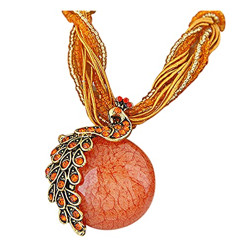 Geschenk Zubehör Halskette Strass Anhänger Statement Damen Bohemian Halsketten Anhänger Frauen Halsketten, Orange, Einheitsgröße von Generic