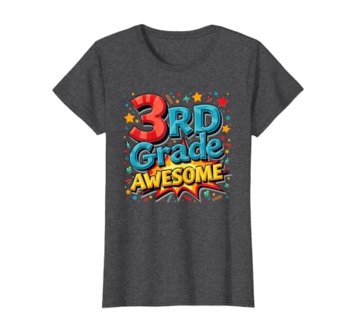 Geschenk für Jungen der 3. Klasse T-Shirt, Damen, Anthrazit Meliert, XXL von Generic