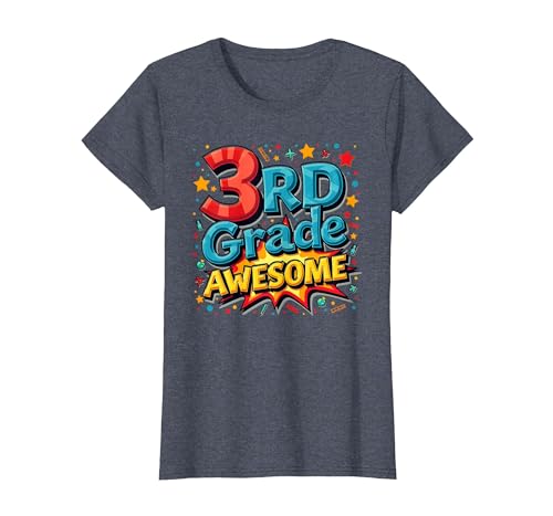 Geschenk für Jungen der 3. Klasse T-Shirt, Damen, Blau Meliert, XS von Generic