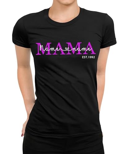 Geschenk mit Namen personalisiert - Mutter Mama Damen Muttertag - Mama mit Name und Geburtsjahr - Geschenkidee zum Muttertag von den Kind, Kindern Frauen Damen T-Shirt von Generic