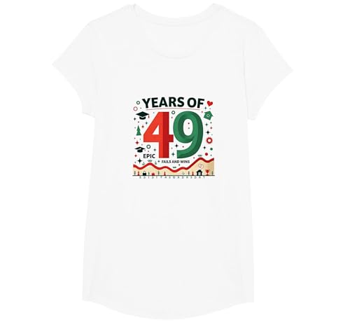 Geschenk zum 49. Geburtstag: Epic Fails and Wins Celebration T-Shirt, Girls, Weiß, L von Generic