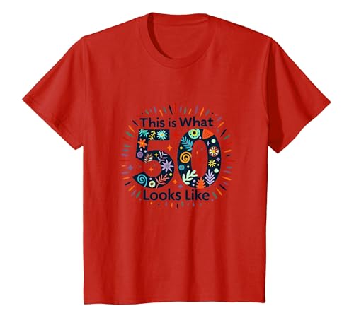 Geschenk zum 50. Geburtstag: This is What 50 Looks Like! T-Shirt, Kinder, Rot, 140 von Generic