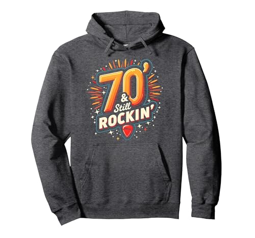 Geschenk zum 70. Geburtstag für Männer – 70 & Still Rockin' Pullover Hoodie, Unisex für Erwachsene, Anthrazit Meliert, M von Generic