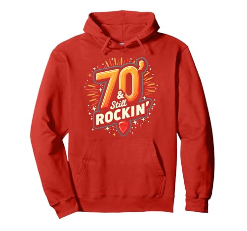 Geschenk zum 70. Geburtstag für Männer – 70 & Still Rockin' Pullover Hoodie, Unisex für Erwachsene, Rot, XXL von Generic