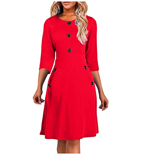 Geschenke Für Frauen Kleid Damen, Standesamtkleider Musselin Kleid Wickelrock Paillettenkleid Festliche Kleider Zur Hochzeit Hochzeit Kleidung Wickelkleid Herbst Kleider (Rot-2, XL) von Generic