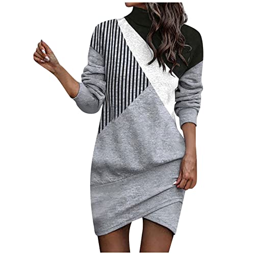 Geschenke Für Frauen Strickkleid Damen, Mango Kleider Abendkleider Große Größen Kleid Weihnachten Etuikleid Herbst Wish Kleider Kleid Abiball Happy Size Kleider Maxikleid (Grau-1, S) von Generic