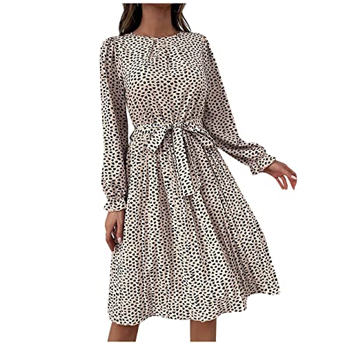 Geschenke Für Frauen Strickkleid Damen, Midi Kleider Rockabilly Kleider Hochzeitskleid Prinzessin Schlankmachende Festliche Kleider Boho Kleider Hochzeit Petticoat Röcke (Beige, S) von Generic