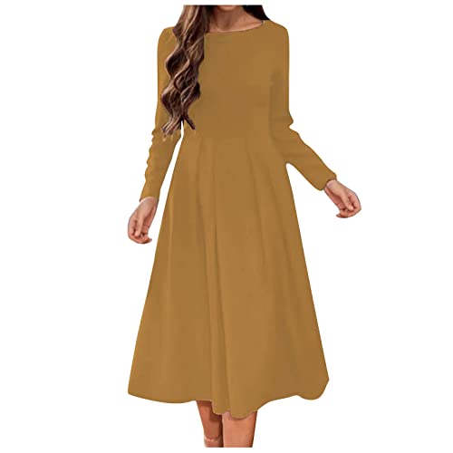 Geschenke Für Frauen Strickkleid Damen, Strandkleider Herbst Luftige Herbstkleider Jugendweihe Kleider Herbstkleider Knielang Festliche Kleider Hochzeitskleid Online (Gelb-1, XL) von Generic