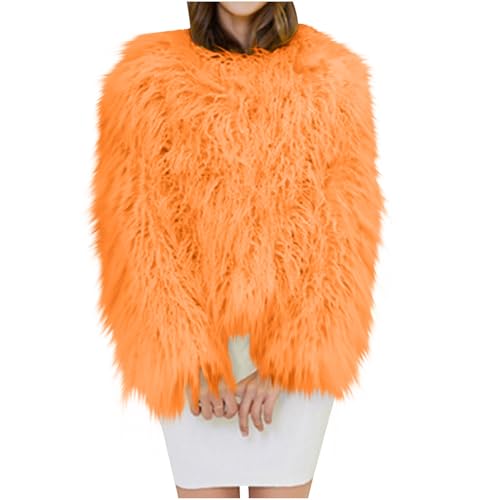 Geschenke für Frauen Flauschig Pelzjacke Damen Kurz Kunstfell Mantel Open Front Felljacke Elegant Pelzmantel Faux Fur Winterjacke Winter Kunstpelz Jacke Einfarbig Große Größen von Generic