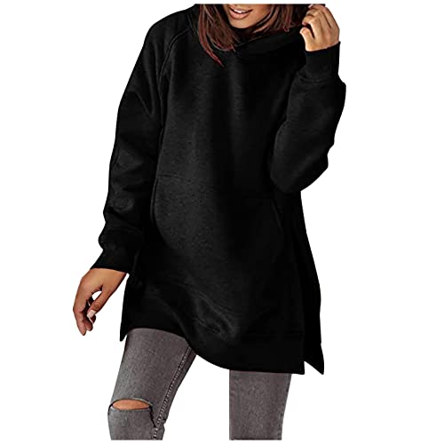 Geschenke für Frauen Hoodie Damen Einfarbig Kapuzenpullover Schlitz Langarmshirt Winter Pullover Kapuze Sweatshirt mit Taschen Leichte Tops Bequemer Oberteile Kapuzenpulli Geschenke für Frauen Hoodie Damen Einfarbig Kapuzenpullover Schlitz Langarmshirt Winter Pullover Kapuze Sweatshirt mit Taschen Leichte Tops Bequemer Oberteile Kapuzenpulli von Generic