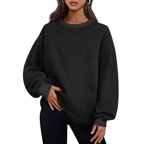 Geschenke für FrauenLongshirt Damen Sport Langarm Sweatshirt Basic Rundhals Pullover ohne Kapuze Elegant Einfarbig Langarmshirt Locker Casual Oberteil Herbst Winter Baumwolle Pulli von Generic