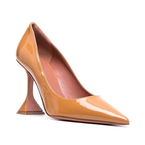 Geschlossene Pumps mit spitzer Zehenpartie für Damen, modische Slipper aus Lackleder mit hohen Absätzen für Partys Schlichte, einfarbige Ballkleid-Absatzschuhe,Braun,44 EU Geschlossene Pumps mit spitzer Zehenpartie für Damen, modische Slipper aus Lackleder mit hohen Absätzen für Partys Schlichte, einfarbige Ballkleid-Absatzschuhe,Braun,44 EU von Generic