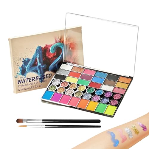 Gesichtsfarbe Set Für Kinder, Wasseraktivierbares Schmink Set Mit Zahlreichen Farben, Palette Für Weihnachten Bühne Halloween Schulfeste Partys Feste von Generic