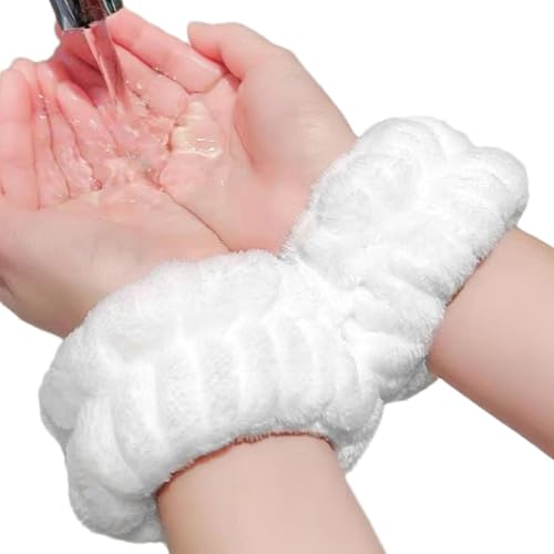 Gesichtswasch-Armbänder, Korallen-Fleece-Spa-Bänder, dehnbare, weiche Handtücher mit hoher Saugfähigkeit, elastische Handgelenkbandagen mit Textur für Gesichtsreinigung, Yoga und Morgen-Routi für von Generic