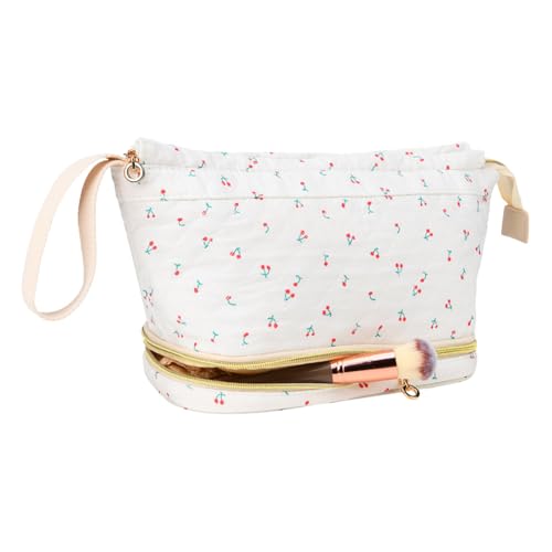 Gesteppte Kirschkosmetikbeutel -Make -up -Organisator -Toilettenbeutel for Frauen Mädchen (weiß) (Style3) von Generic