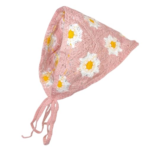 Gestrickte Stirnbänder Frauen Häkeln Blumenhaar Kerchief | Leichtes Strickbandana mit bequemer Passform und schickem Design | Vielseitiges Kopftuch Frauen und Mädchen ideales Fest von Generic