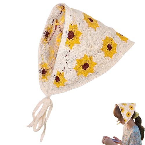 Gestrickte Stirnbänder Frauen Häkeln Blumenhaar Kerchief | Leichtes Strickbandana mit bequemer Passform und schickem Design | Vielseitiges Kopftuch Frauen und Mädchen ideales Fest von Generic