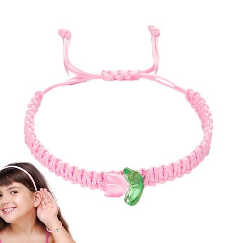 Gewebtes handgefertigtes Armbandseil, geflochtene Tulpenblumen-Armbänder | String Flower Tulpe Gewebte Armbänder | Handgefertigte geflochtene Tulpenblumen-Armbänder für Frauen und Teenager von Generic