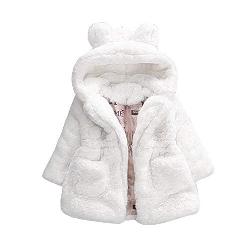 Girls Coat Jackets Hooded Coat Plain Thick Rabbit Ears Zip Cardigan Autumn Winter Baby Mantel Weiß Teddy Jacke Mädchen Teddyjacke Baby von Generic