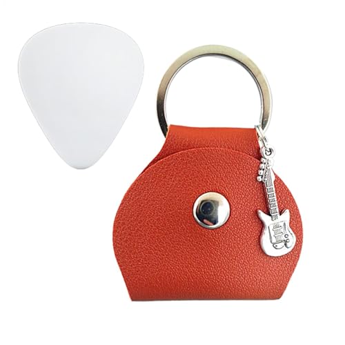 Gitarrenplektren-Etui mit Schlüsselanhänger - PU-Leder Plektrenhalter | Tragbares Plektren-Organizer-Tool für Bühnenauftritte, Schule und Konzerte | Aufbewahrungstasche für Gitarren-Plektren von Generic