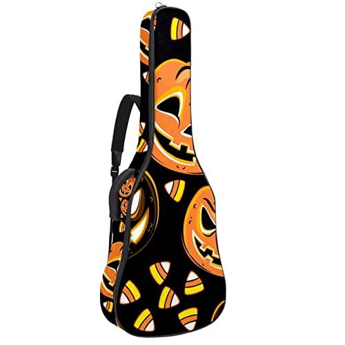 Gitarrentasche für Akustikgitarre – Halloween-Kürbis-Lampen-Gitarrentasche – 104,7 cm / 109,2 cm / 109,2 cm Gitarrentasche – passend für die meisten Gitarr, Mehrfarbig1, 42.9x16.9x4.7 in, Modisches von Generic