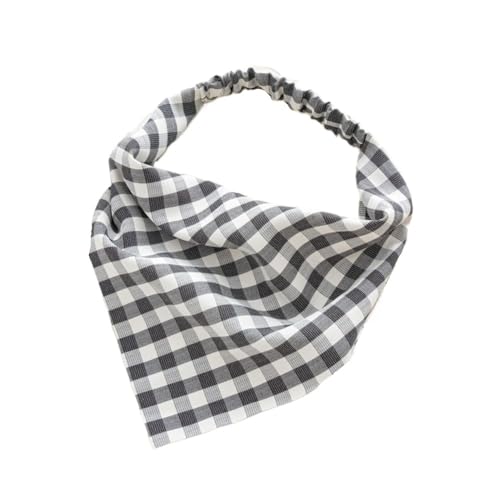 Gitter-Haarschal, Bandana, rotes Stirnband, dreieckiger Haarschal, pastoraler Stil, weiches dreieckiges Haarband, Riemen for Damen(Black) von Generic