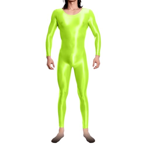 Glänzend Zentai Body Suit Halloween Karneval Ganzanzug Kostüm Ganzkörper Jumpsuit Einteiler Body Suit Karneval Cosplay Suit Cosplay Zentai Overall Herren Metallic Einteiler Jumpsuit (Green, XL) von Generic