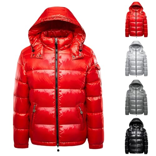 Glänzende Daunenjacke Damen, Winterjacke Damen Wasserdicht Winddicht Steppjacke Mit Kapuze Daunenmantel Mit Reißverschluss Wintermantel Glänzende Pufferjacken Langarm Übergangsjacke von Generic