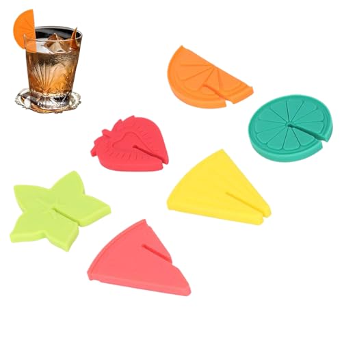 Glasmarker | Silikon Erkennungsmarker Für Schnapsgläser | 6 Stück Weinaccessoires In Fruchtform Anhänger Zur Glasunterscheidung Für Cocktail Verkostungspartys Und von Generic
