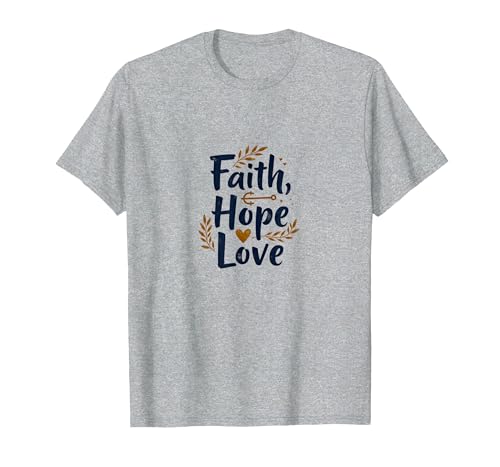 Glaube, Hoffnung, Liebe, christliches inspirierendes Zitat, Anker, Herz T-Shirt, Herren, Grau Meliert, XL von Generic