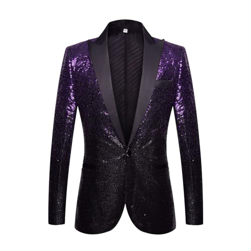 Glitzer Anzug Herren Regular Fit -Pailletten Blazer Langarm Sakko Glänzende Anzugjacket Festlich Mantel Sequins Paillettenanzüge Männer Goldener Anzugjacken für Party Karneval Kostüm von Generic
