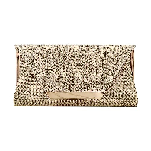 Glitzer-Clutch-Geldbörsen für Damen, Abendtaschen, Umschlagtaschen, formelle Handtaschen, Hochzeit, Party, Abschlussball Klein Taschen Damen Klein (Gold, One Size) von Generic