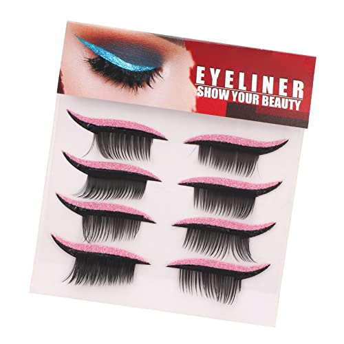 Glitzer-Eyeliner-Aufkleber-Set mit Kräftigen Farben für Einfaches Make-up, Schwarzer Solider Eyeliner, 4 Paar Wasserdicht und Wiederverwendbar, Geeignet für Partys und den Alltag von Generic