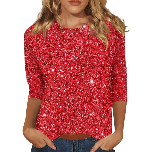 Glitzer Oberteil Langarm Pailletten Bluse Glitzer Shirt Mädchen Bluse Glitzer Damen Damen Elegantes Outfit Festliche Blusen Glitzer Bluse Damen Damen Pullover Festlich Oberteil Damen Elegant von Generic