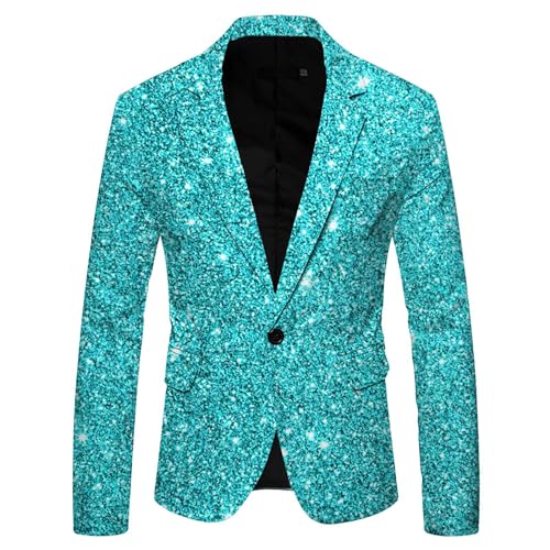 Glitzer Sakko Herren Glitzer Outfit Anzugjacke Sportlich Party Glitzer Anzug Pailletten Anzug Slim Fit Performance Kostüm Glitzer Blazer Smoking Jacket Elegant von Generic