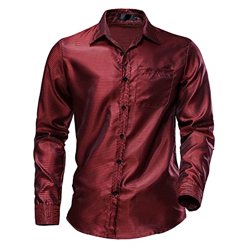 Glitzer Sakko Herren Metallic Glänzend Bronzing Nachtklub Party Hemd Herren Langarm Pailletten Glitzer Hemd 70er Disco Party Kustüm Button Down Stehkragen Freizeithemd Party Hemd von Generic