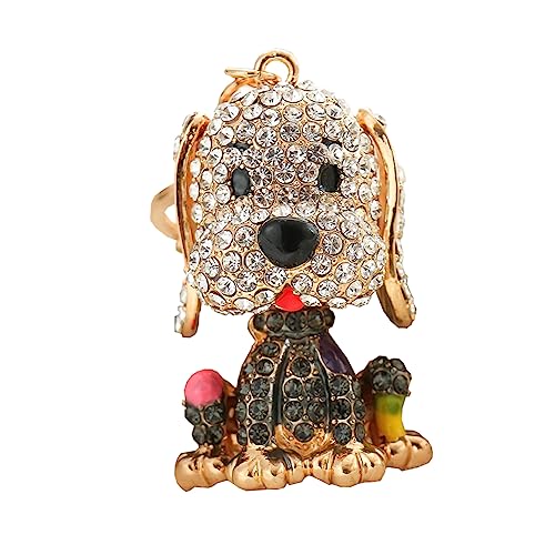 Glitzernder Strass-Schlüsselanhänger in Hundeform, glänzend, Kristall, 3D-Schlüsselanhänger, modische Tasche, Auto-Anhänger, hängender Charm (schwarz) von Generic