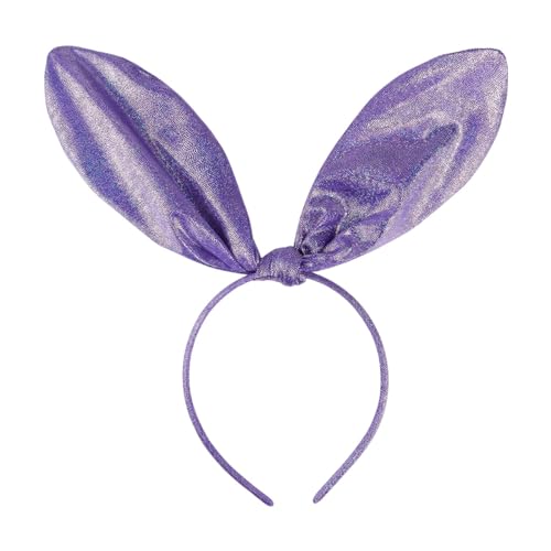 Glitzerndes großes Hasenohren-Stirnband für Ostern, Party-Haarschmuck glitzerndem Stoff für Kinder Erwachsene BrU599 (Purple, One Size) von Generic