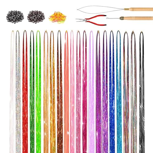 Glitzerscheiben Haar Set - Glänzende Haarsträhnen Set Für Mädchen, Glitzerzubehör Mit Werkzeug Für Rollenspiel | Hochzeiten Mottopartys Weihnachten Halloween Geburtstage Haarsträhnen In Verschiedenen von Generic