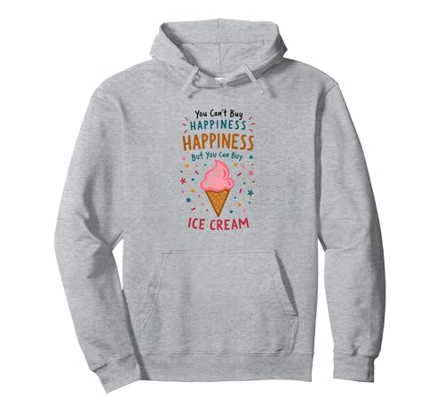 Glück kann Man Nicht kaufen, Aber Eiscreme Pullover Hoodie, Unisex für Erwachsene, Grau Meliert, M von Generic