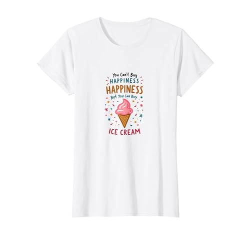 Glück kann Man Nicht kaufen, Aber Eiscreme T-Shirt, Damen, Weiß, XS Glück kann Man Nicht kaufen, Aber Eiscreme T-Shirt, Damen, Weiß, XS von Generic