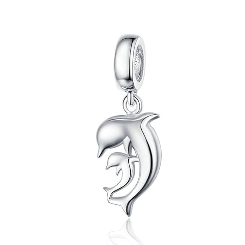 Glücks-Delfin-Anhänger, Charms, passend für Original-Armband und Halskette, 925 Sterling Silber, Schmuck, Symbol der Liebe von Generic