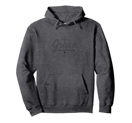 Gnade statt Perfektion Christliche Männer Glaube Inspirierend Pullover Hoodie, Unisex für Erwachsene, Anthrazit Meliert, L von Generic