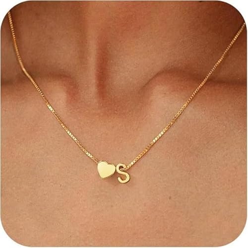 Gold Herzer Anfangsbriefname Anhänger Liebeskette for Frauen Schmuck (Gold C) von Generic