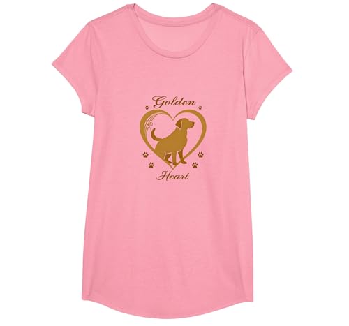 Golden Heart Golden Retriever Love Paw Prints Dog Lovers T-Shirt, Girls, Rosa, S von Generic