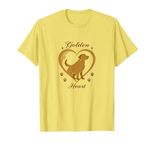Golden Heart Golden Retriever Love Paw Prints Dog Lovers T-Shirt, Herren, Gelb, 3XL von Generic