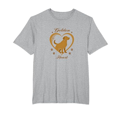 Golden Heart Golden Retriever Love Paw Prints Dog Lovers T-Shirt, Herren Große Größen, Grau Meliert, 5X Tall von Generic