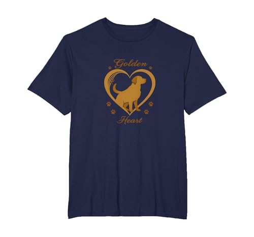 Golden Heart Golden Retriever Love Paw Prints Dog Lovers T-Shirt, Herren Große Größen, Marineblau, 6X Tall von Generic